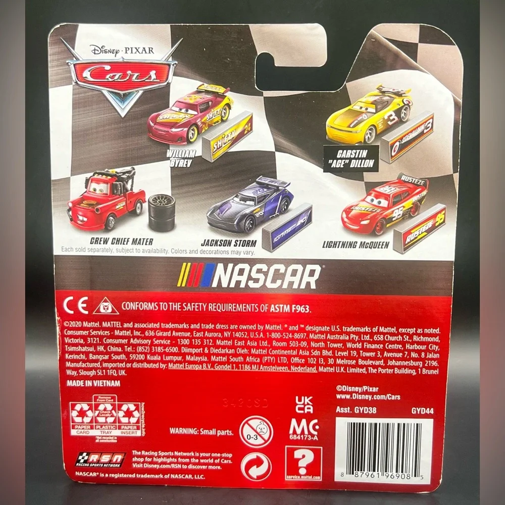 Disney Pixar, Cars - William Byrev, Nascar, Metal Car- New in‎ package